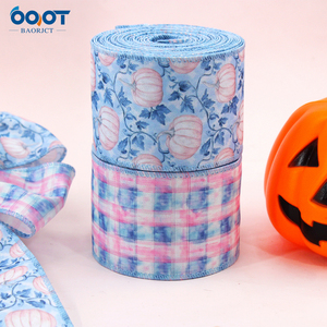 Pita Karangan Bunga Labu Motif Kotak-kotak Biru, Pita Gaya Pedesaan untuk Karangan Bunga Pintu Depan, Dekorasi Rumah untuk Thanksgiving - Product Image 5