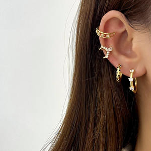 Popular Wholesale Bulk Trendy Brass Hoop <b>Earrings</b> 18K <b>Gold</b> Plated Mini <b>Black</b> Cubic Zirconia for Women Gift - Product Image 4