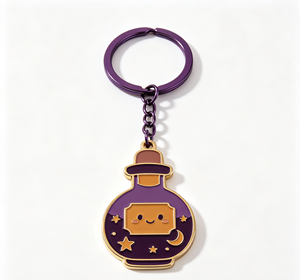 Purple Enamel Metal Key Chain Bottle Shape Plated Keyring <b>Custom</b> Collectible Gift Accessory - Product Image 6