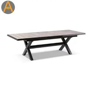 Assemble Restaurant ceramic tempered glass top aluminum frame Extensible patio dining table for outdoor furniture outdoor table