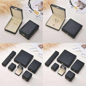 Luxury Classic Eco-friendly PU Leather Flip Jewelry Box Velvet Lining Rectangle Shape Square Pattern for <b>Necklace</b> Ring Display - Product Image 2