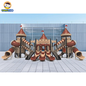 ชุดเครื่องเล่นสนามเด็กเล่นกลางแจ้ง ผลิตจากพลาสติกเป็นมิตรกับสิ่งแวดล้อม พร้อมสไลเดอร์และชิงช้า โครงสร้างเหล็ก LLDPE สำหรับสนามเด็กเล่นในสวนหลังบ้าน - Product Image 1