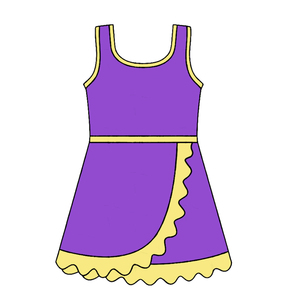 Robe GSD4146 personnalisée pour petite fille, boutique, rouge unie avec bordure noire, vente en gros, robe athlétique sans manches pour bébé fille, robe à volants pour enfant - Product Image 2