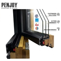 Fenêtre à battant en bois massif avec revêtement en aluminium, triple vitrage, verre trempé Low-E, norme énergétique Energy Star, maison passive