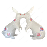 Costume de lapin gonflable amusant à LED changeant de couleur, durable, lapin blanc pour événements en plein air
