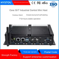 Hystou Nouveau Mini-ordinateur industriel double réseau 8e génération I5 I7 Quad 4 Go sans ventilateur avec six ports série pour contrôle industriel