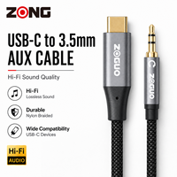 Câble AUX Type C vers 3,5 mm plaqué or, adaptateur audio tressé en PVC pour ordinateur