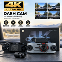 Caméra embarquée 4K pour voiture, caméra embarquée 4 canaux, caméra avant et arrière, boîte noire pour voiture avec WiFi 5G, GPS, vision nocturne