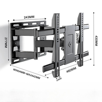 Supports muraux pour téléviseurs HZS D60 à mouvement complet, VESA 400*400 mm, acier laminé à froid, pour téléviseurs de 65 pouces, certifiés CE, capacité de charge de 30 kg, inclinaison et rotation, couleur noire