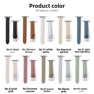 Bracelet fin en cuir véritable première couche avec boucle ardillon 14MM pour Apple Watch 4/5/6/7/8/SE - Product Image 5