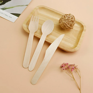 Schlussverkauf einweg umweltfreundliche Löffel Gabeln Messer Holzbesteck-Set mit Hochzeit - Product Image 3
