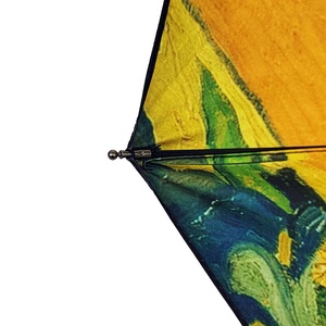 Pongee jarrón con lirios contra un fondo amarillo a prueba de viento compacto viaje automático plegable portátil regalo de negocios paraguas - Product Image 6