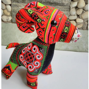 Jouet en peluche animal en tissu bohème coloré, fait main, brodé, écologique, bricolage, ethnique, doux, artisanal, cadeau décoratif, fabriqué au Vietnam - Product Image 2