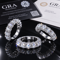 Soldes Fabricant en Stock Bague de Mariage Moissanite Demi-Éternité Empilable en Argent Sterling 925 pour Femme Certificat GRA