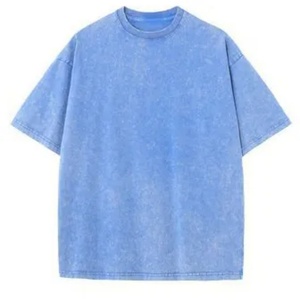 Wholesale 100% Cotton 230GSM Heavy Breathable Customized Blank T-Shirt Oversized Streetwear <b>Washed</b> Vintage Blue - Product Image 4