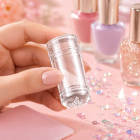En gros, tampon de nail art en plastique transparent avec tête souple en gelée transparente et spatule, outil de transfert DIY pour manucure, prix usine