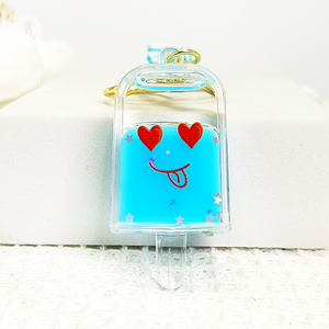 Portachiavi in acrilico con simpatico design a forma di cuore e occhi, ispirato a gelati e anime, con ciondolo a faccina di cartone animato, colore personalizzabile, regalo dolce, vendita all'ingrosso. - Product Image 6