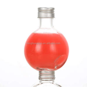 En Stock Mini 180ml 6oz Slope Sphere Botella <span class=keywords><strong>de</strong></span> jugo <span class=keywords><strong>de</strong></span> <span class=keywords><strong>vidrio</strong></span> transparente sin plomo para vino Licor Whisky Contenedor <span class=keywords><strong>con</strong></span> <span class=keywords><strong>tapa</strong></span> <span class=keywords><strong>de</strong></span> aluminio - Product Image 4