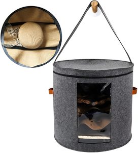 Cesta de almacenamiento de fieltro resistente y duradera, caja organizadora de sombreros plegable para <span class=keywords><strong>ropa</strong></span> de viaje con cubierta transparente - Product Image 6