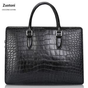 Tas Selempang Bisnis Zotoni Crocodile Square untuk Pria, Tas Dokumen Resmi, Kulit Full Face Tanpa Jahitan, Penutup Ritsleting - Product Image 3