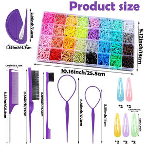 BELLEWORLD - Juego Completo de Herramientas y Materiales para Peinar el Cabello, Bandas Elásticas de Colores para el Cabello, Peine de Salón, en Caja - Product Image 2
