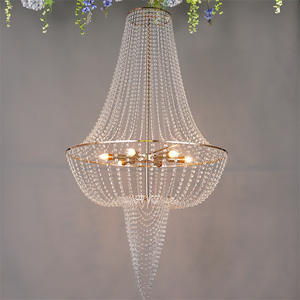 Lámpara de Araña de Cristal LANJO, Decoración de Lujo para Hoteles y Escenarios, Adornos Colgantes de Techo en Dorado/Plateado, para Bodas - Product Image 1