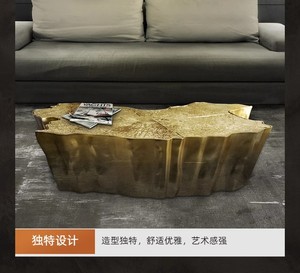 <span class=keywords><strong>Table</strong></span> <span class=keywords><strong>basse</strong></span> en acier inoxydable doré de style luxe léger, forme de <span class=keywords><strong>tronc</strong></span> <span class=keywords><strong>d</strong></span>'<span class=keywords><strong>arbre</strong></span> irrégulière moderne 2023, <span class=keywords><strong>avec</strong></span> rangement, meubles de salon - Product Image 5