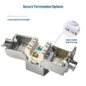 Coupleur sans outil blindé Ethernet Prise trapézoïdale modulaire <span class=keywords><strong>RJ45</strong></span> STP Cat6a à 180 degrés pour façade britannique - Product Image 6