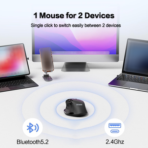 เมาส์ไร้สาย JOMAA แบบ Ergonomic ชาร์จได้ทั้ง USB และบลูทูธ เงียบ พร้อมหน้าจอแสดงผลแบบ OLD ปุ่มตั้งโปรแกรมได้ 5 ปุ่ม สำหรับ Mac PC และแล็ปท็อป - Product Image 4