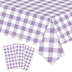 Six Color Checkered Disposable <b>Tablecloth</b> With Napkins For Birthday Party Casual Style <b>Plastic</b> Paper Tableware Set - Product Image 4
