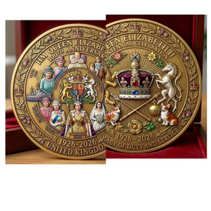 Moneta Commemorativa Personalizzata dell'Anniversario della Regina Elisabetta II, Placcata in <span class=keywords><strong>Oro</strong></span>, Produttore OEM di Monete Souvenir in Metallo - Product Image 3