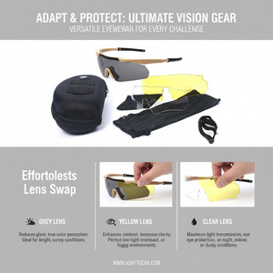 Lunettes de protection sportives avec 3 lentilles interchangeables, résistantes aux chocs, pour la chasse en plein air, le cyclisme, le paintball, unisexes - Product Image 3
