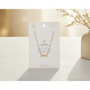 Collar del Zodiaco Sagitario con Circonita Cúbica, Chapado en Oro, Cadena de Acero Inoxidable, Colgante para Mujer - Product Image 3