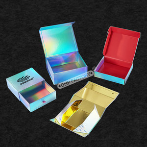 Factory Custom sliver Holographic Wig Hair Extension Corrugated Mailer Packaging Box Gift Box paper Magnet Holographic Box
