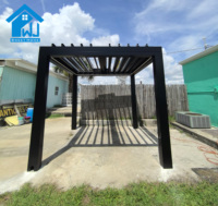 Bioclimatic 5x3 kits de pergola extérieur persienne toit jardin Pergola cadre en alliage d'aluminium arc en bois métal verre matériel Gazebo