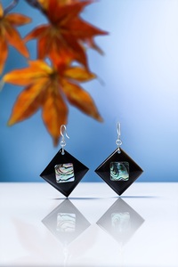 Minh Giang Craft Premium Buffalo Horn Fashion Stud Earrings Decorated with Authentic Shiny Organic <b>Abalone</b> <b>Shell</b> - Product Image 2