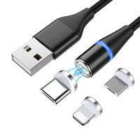 Kabel Data Magnetik 60W Lampu Indikator Pengisian Cepat Kabel Desain Tiga-dalam-Satu yang Dapat Diputar dengan Kekuatan Magnetik Kuat dan Terbuat dari Nilon.