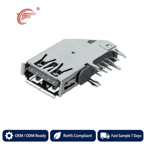Prise USB 3.0 femelle FUGANG à insertion latérale 90° °   Connecteur PCB à contact en cuivre avec boîtier PBT DIP, conforme RoHS et REACH - Product Image 1