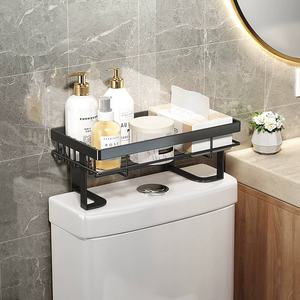 बाथरूम स्नान शैम्पू धारक wc शौचालय सामान के ऊपर शौचालय उपकरण व्यवस्थित भंडारण शेल्फ धातु रैक ब्रैकेट - Product Image 1