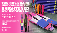 Skatinger Nouveau design Prêt à expédier 12,6 pieds Planche de course SUP gonflable colorée et économique