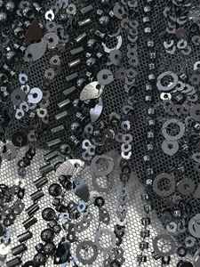 Tessuto ricamato di lusso ricamato francese con perline ricamate con paillettes in tubo tridimensionale ricamato Laser tessuto per abito di fascia alta - Product Image 6