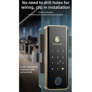 नया मॉडल tlock ns6 tuya स्मार्ट फिंगरप्रिंट दरवाजा लॉक-कुंजी/कार्ड एल्यूमीनियम मिश्र धातु के साथ कांच स्लाइडिंग एक्सेस कंट्रोल सिस्टम - Product Image 3