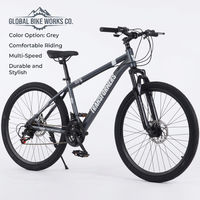 Bicicleta de Montaña con Cuadro de Acero, Suspensión Delantera, Multivelocidad, 24, 26, 27.5 Pulgadas, para Estudiantes y Adultos, para Desplazamientos Diarios