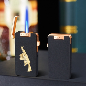2025 personnalisé gonflable bleu flamme Butane briquet nouveau métal Laser briquet cadeau parfait pour hommes/femmes sur l'anniversaire - Product Image 2
