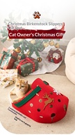 Lit pour chat moderne en forme de pantoufle avec griffoir intégré, en feutre durable résistant aux rayures, conserve sa forme, cadeaux pour animaux de compagnie sur le thème de Noël, emballage carton