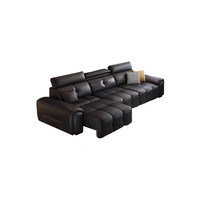 Vente directe d'usine, ensemble de canapés de luxe pour salon, cuir véritable luxueux, noir, bureau