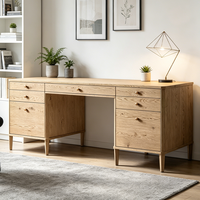 Mesa de Estudio Portátil de Estilo Francés Moderno con 7 Cajones, Escritorio de Madera Sólida para Oficina, Computadora y Hogar