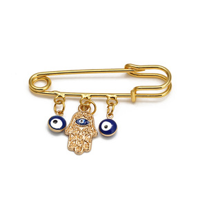 Broches Mão de Fátima, Alfinetes de Colar Hamsa, Amuletos Olho Grego e Olho Azul, Alfinetes de Bebê para Casamento e Noivado - Product Image 3