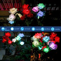 Lampes solaires de jardin LED OEM, IP66 étanches, lumière de fleur de rose, multicolores, changement de couleur, décoration de jardin extérieur