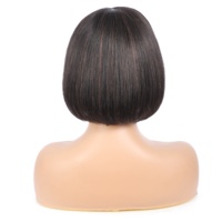 Wig Bob Lurus Tanpa Lem Murah Dengan Poni Pabrik 100% Rambut Asli Brasil Wig Rambut Manusia Buatan Mesin